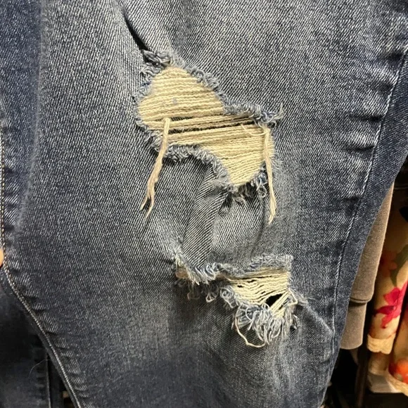 Womans Blue Distressed Jeans - Picture 3 of 11